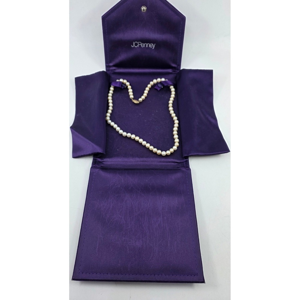Vintage‎ JCPenney Cultured Pearl Necklace 14k Yellow Gold Filigree Clasp 18 Inch